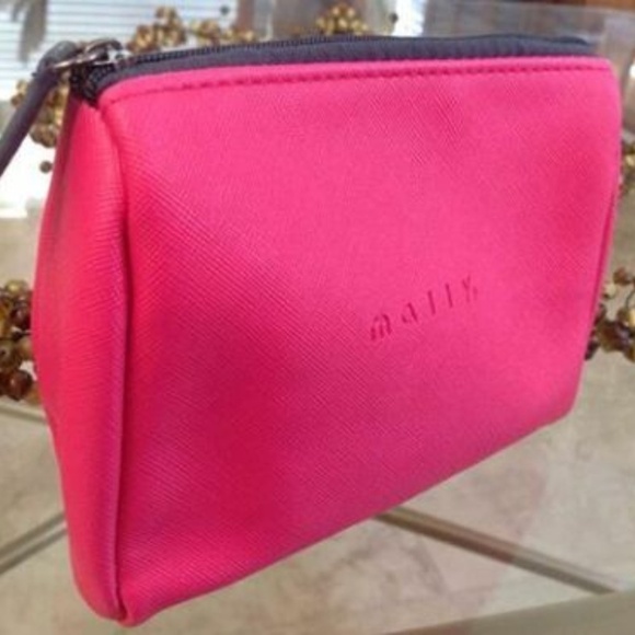 Mally Beauty Handbags - Mally Beauty Hot Pink & Gray MINI Zippered Makeup Bag / Cosmetics bag / NEW
